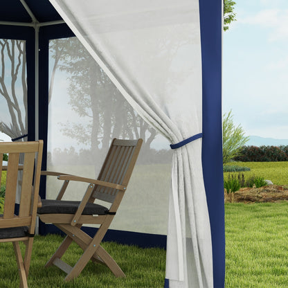 Outsunny 13' X 11' Outdoor Party Tent, Hexagon Sun Shade Shelter Canopy With Protective Mesh Screen