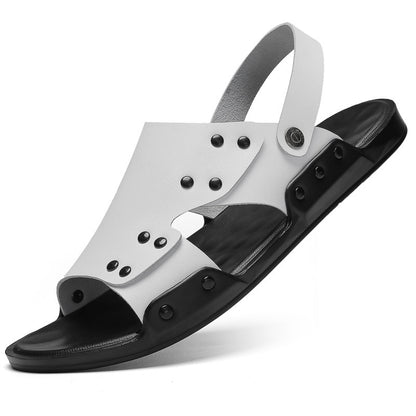 Men's Spring And Autumn Slippers Cowhide Large Size Beach Shoes Sandals