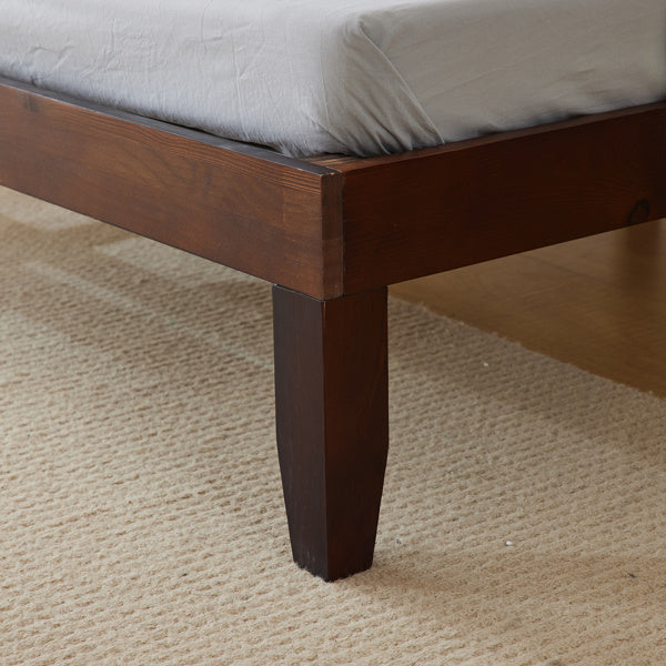 Basic Bed Frame, Coffee Colored Wooden Bed