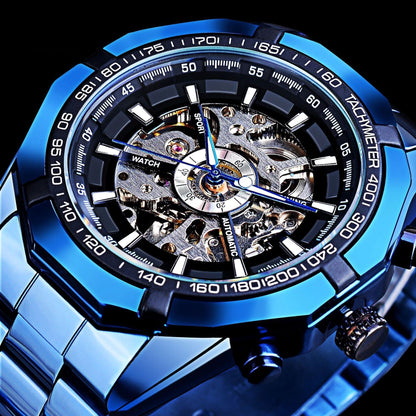 Casual Hollow Blue Plating Automatic Mechanical Watch My Store