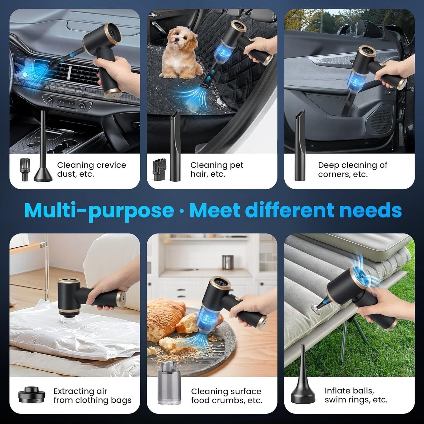 Wireless Car Vacuum Cleaner Handheld Vaccum Powerful Suction USB Rechargeable