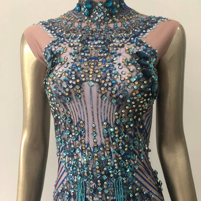 European And American Cross-border Blue Tight-fitting Dresses