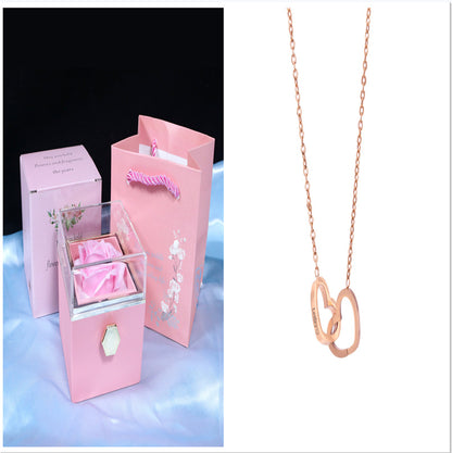 Rotating Soap Flower Rose Gift Box Creative Rotating Rose Jewelry Packaging Box Valentine's Day Gift For Women ShopWithASmile7.com