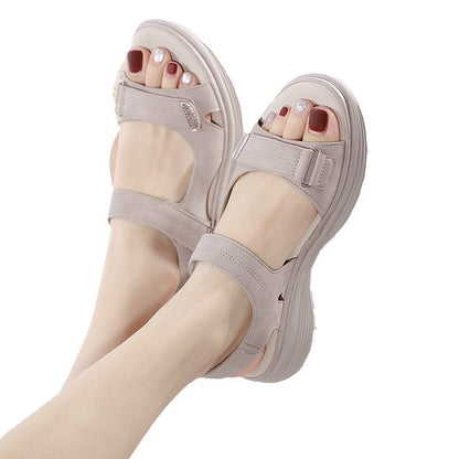 Sports Style Wedge Lightweight Velcro Plus Size Slippers Women