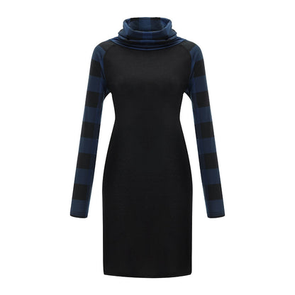 Check Print Panel Long Sleeve Dress
