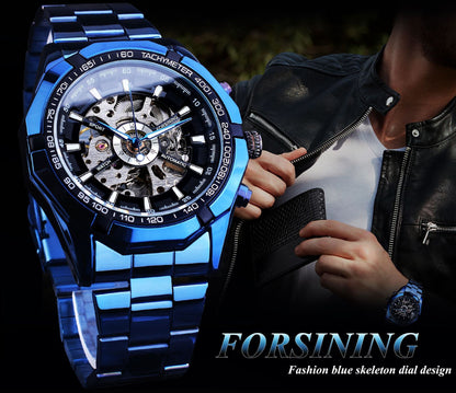 Casual Hollow Blue Plating Automatic Mechanical Watch My Store