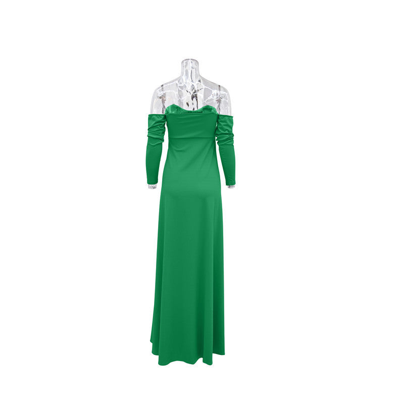 Women's Fashion Simple One-Shoulder Slit Dress