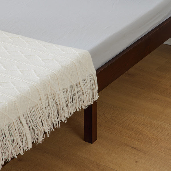 Basic Bed Frame, Coffee Colored Wooden Bed