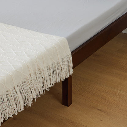 Basic Bed Frame, Coffee Colored Wooden Bed