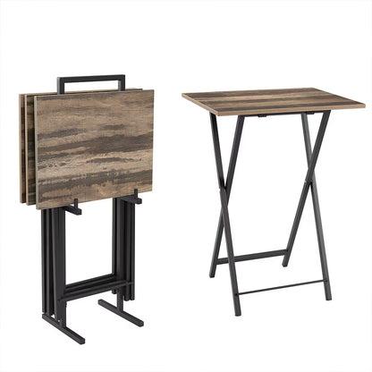 5 Piece Folding TV Tray Table Set,Foldable Sofa Side Table,End Table,Snack Table,Save Space,Grey