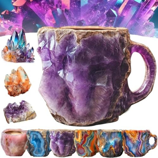 400ml Resin Mineral Crystal Coffee Mugs With Handles Elegant Fake Mineral Crystal Cup For Workplace Home Decor Christmas Gift Kitchen Gadgets ShopWithASmile7.com