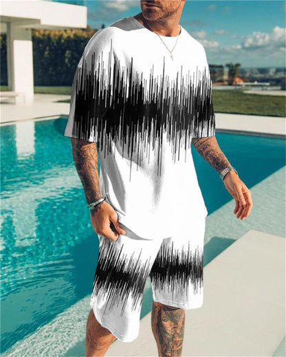 3D Digital Printing Men's Short Sleeve Beach Pants Set