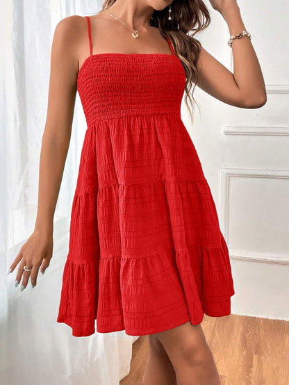 Strap Solid Color Texture Dress ShopWithASmile7.com