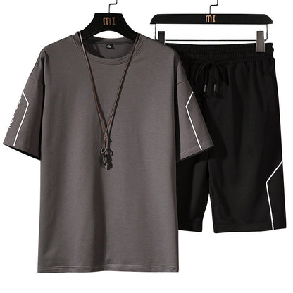 Men's Sports Japanese Print Crew Neck Casual Suit
