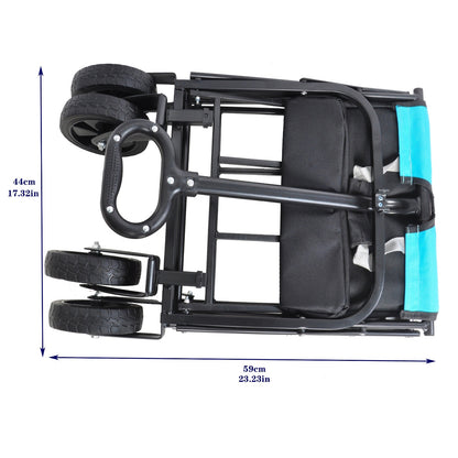 Folding Wagon Garden Shopping Beach Cart   Black Blue