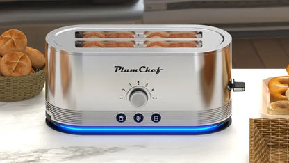 4-Slice Toaster, 7 Browning Settings, Defrost/Reheat Functions, Removable Crumb Tray, Full Body Stainless Steel Housing, Anti-Fingerprint, Anti-Jam, 1350W, Silver