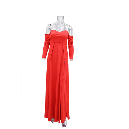 Women's Fashion Simple One-Shoulder Slit Dress