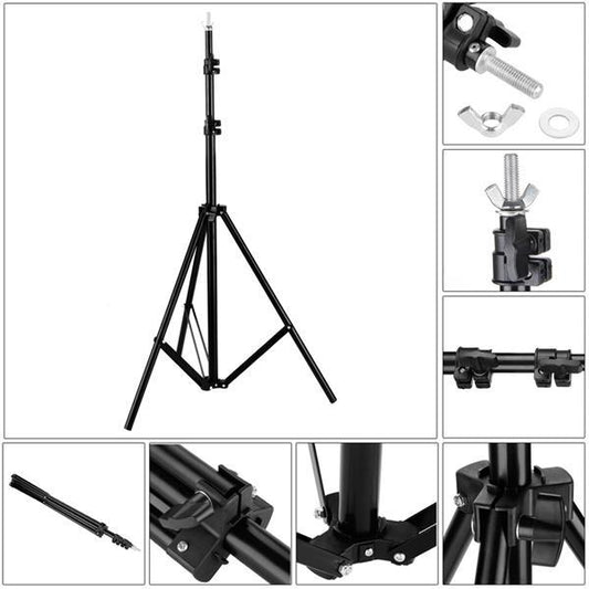 2x3M Photography Backdrop Stand Kit – Adjustable Support Frame with 3 Clips & Carrying Case