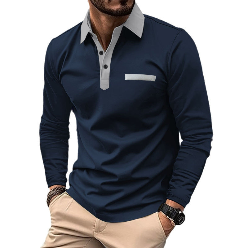 Men's Solid Color Long Sleeve Button-Up Shirt with Pocket ShopWithASmile.com
