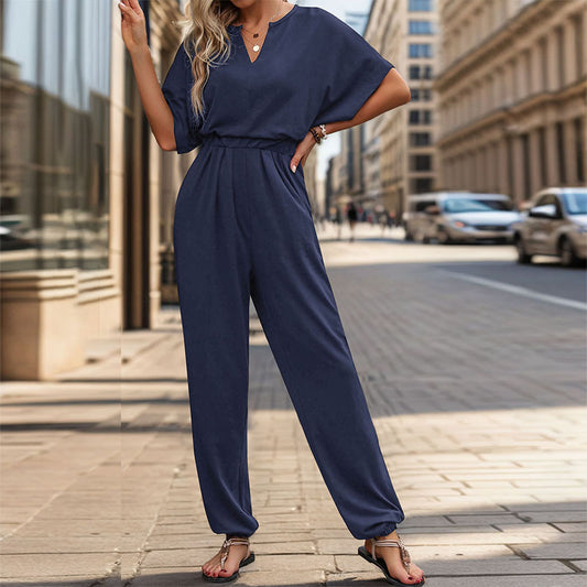 New European And American Summer Women's Casual Solid Color European And American Jumpsuit ShopWithASmile7.com