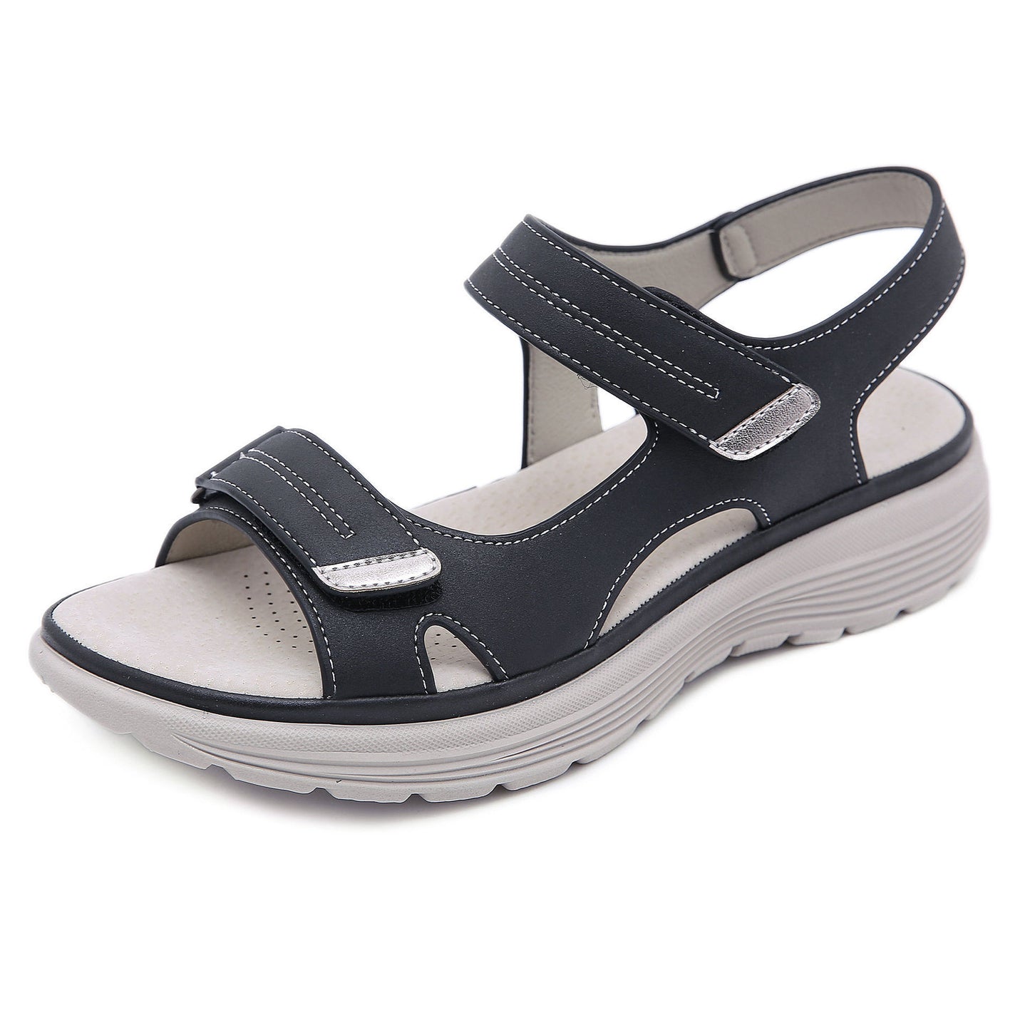 Sports Style Wedge Lightweight Velcro Plus Size Slippers Women