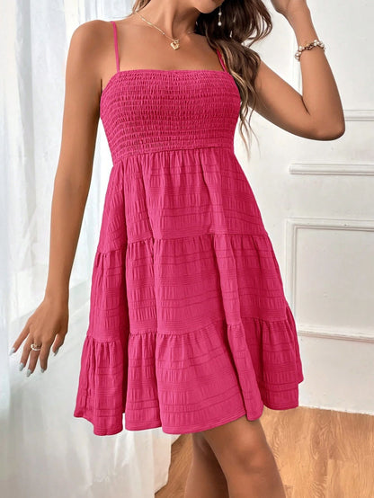 Strap Solid Color Texture Dress ShopWithASmile7.com