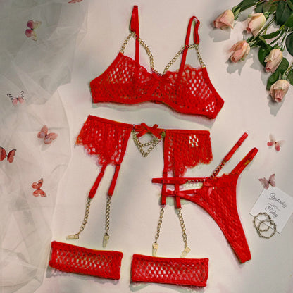 Underwear Set Mesh Comfortable Metal Four-piece Set