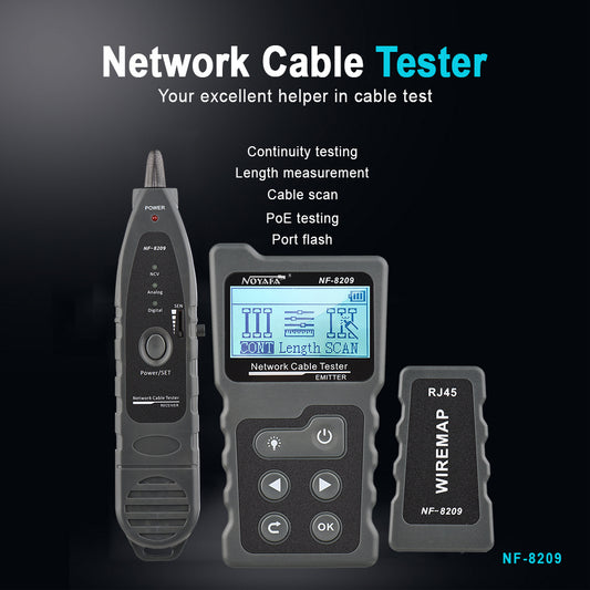 Multi-functional LCD Network Cable Tester Wire Tracker PoE Checker Inline PoE Voltage and Current Tester with Cable Tester with Illuminate Function