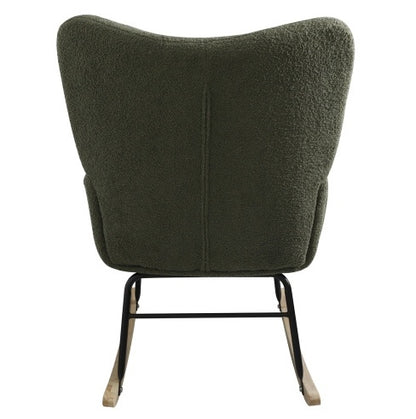 Teddy Fabric Rocking Chair, Modern Rocking Accent Chair For Nursery, Living Room, Bedroom, Deep Green ShopWithASmile7.com