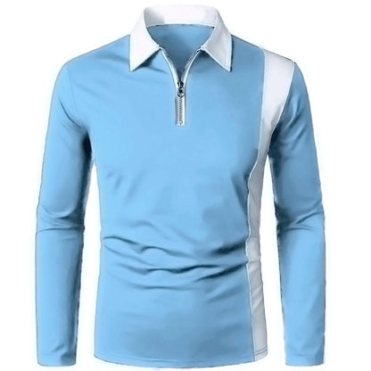 Color-blocking Fashion With Men's Lapel Long Sleeves