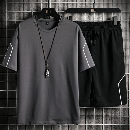 Men's Sports Japanese Print Crew Neck Casual Suit