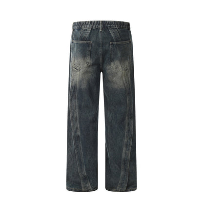 Fashion Personality Stitching Straight Jeans Men