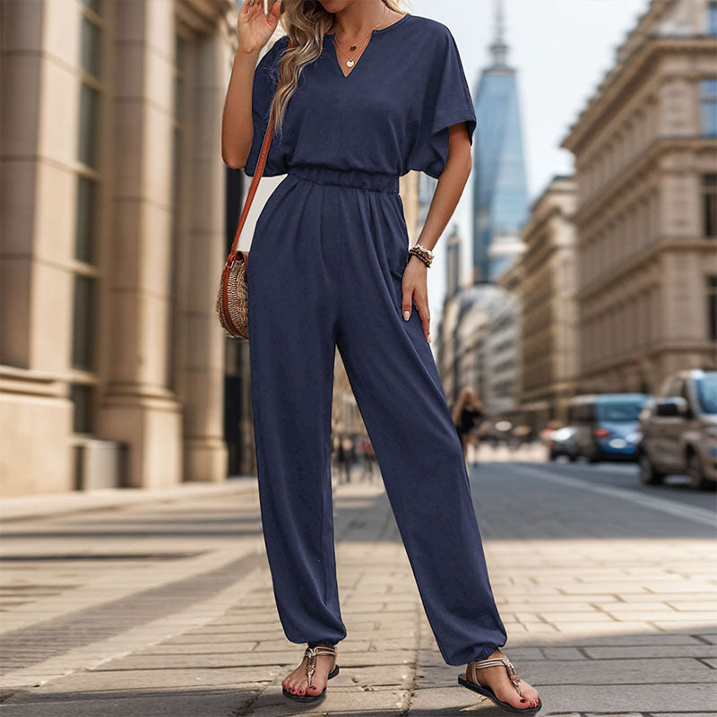 New European And American Summer Women's Casual Solid Color European And American Jumpsuit ShopWithASmile7.com