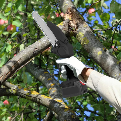 Electric Mini Chainsaw Portable Handheld Cordless Small Chain Saw Battery Powered With 2Pcs 1200mAh Rechargeable Batteries 8in Chains Gloves Goggles For Pruning Trees Wood Cutting