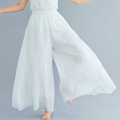Elegant A-line Elastic Waist Big Trousers Wide Leg Culottes Trendy