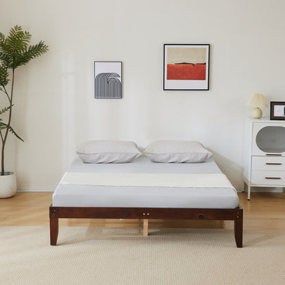 Basic Bed Frame, Coffee Colored Wooden Bed