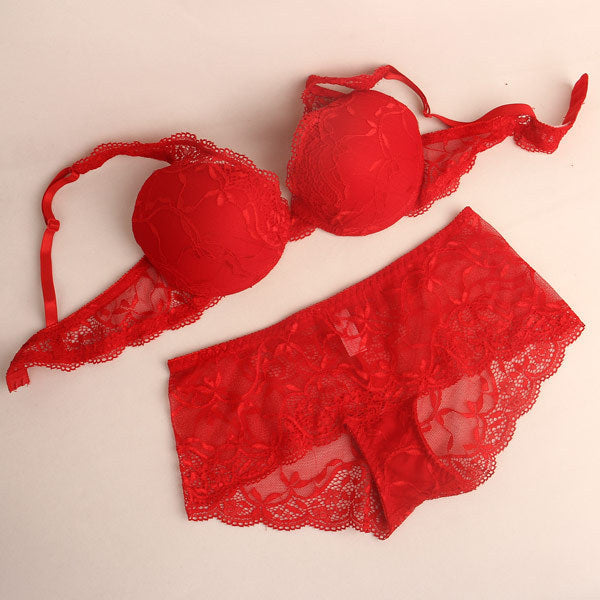 Lace Double Breasted Bra Set Multicolor