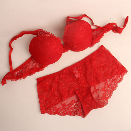 Lace Double Breasted Bra Set Multicolor