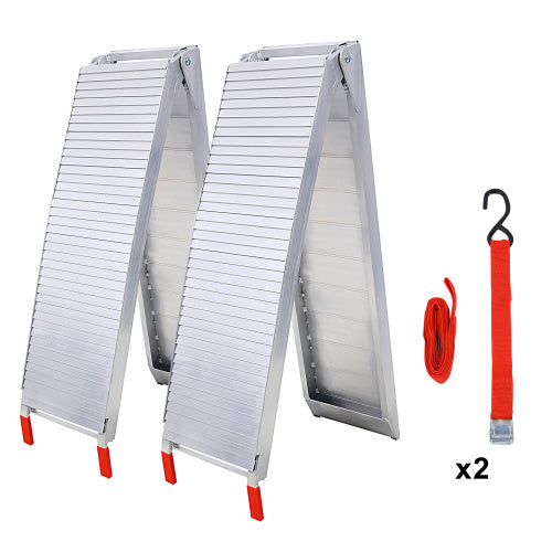 Truck Ramps, 80x12Portable Loading Ramps For Pickup Trucks 1500 LBS Capacity Aluminum Folding Ramps With Handle  Buckle For ATVs, Snowblower, Lawn Mowers, UTVs, Bike, 2PCS, SILVER