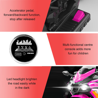 12V Electric Motorcycle For Kids - One-key Start, LED Tire, Forward and Backward, Mp3 Tuner, Bluetooth Music, with Usb Function, Rear Shock ShopWithASmile.com