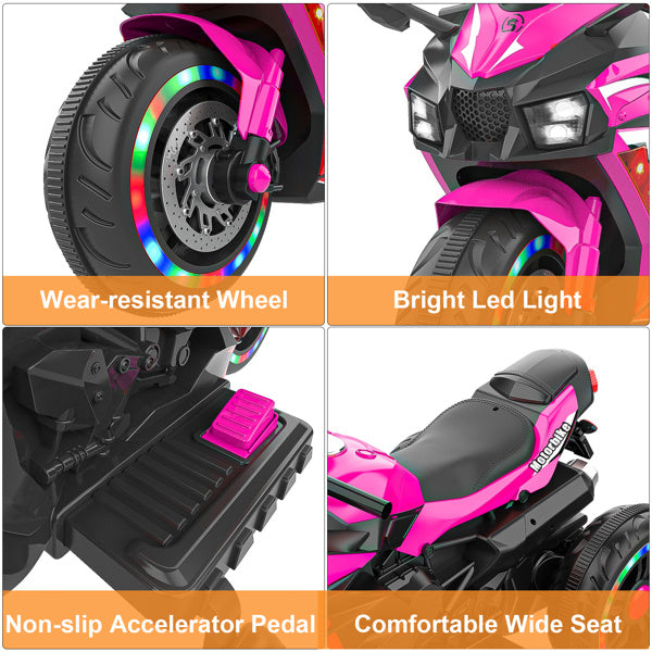 12V Electric Motorcycle For Kids - One-key Start, LED Tire, Forward and Backward, Mp3 Tuner, Bluetooth Music, with Usb Function, Rear Shock ShopWithASmile.com