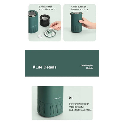 Desktop Air Purifier H13 Filter Negative Ion Purification 2000Mah Portable Car Freshener For Home