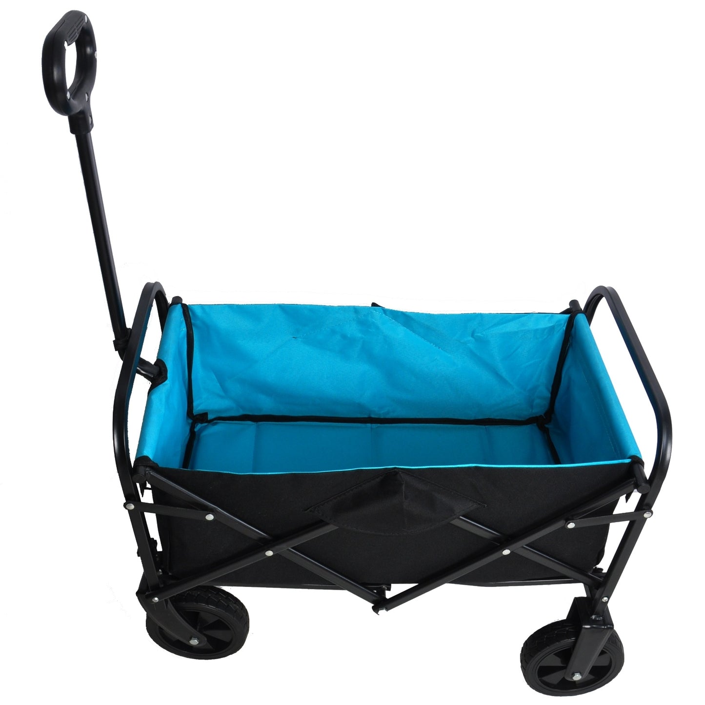 Folding Wagon Garden Shopping Beach Cart   Black Blue