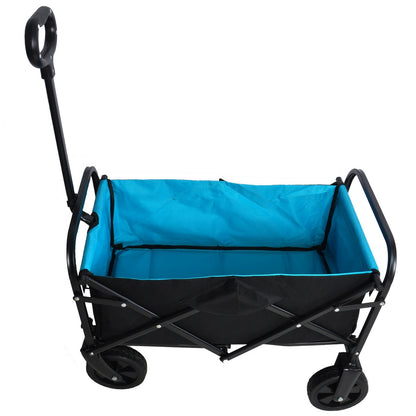 Folding Wagon Garden Shopping Beach Cart   Black Blue