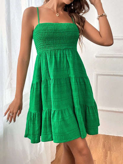 Strap Solid Color Texture Dress ShopWithASmile7.com