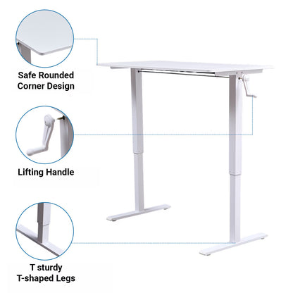 Hand-Crank Adjustable Office Desk Height Adjustable, With Flat Metal Legs Perfect For Home, Office, Gaming, Or Study Use ShopWithASmile7.com