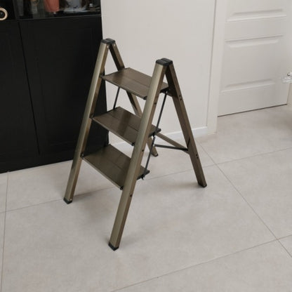 3 Step Ladder Aluminum Light Folding Step Bench Wide Non Slip Pedal 300 Lb Capacity Home Office Portable Ladder Black