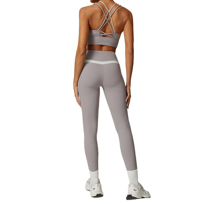 Color Matching Cross Beauty Back Exercise Underwear High Waist Yoga Trousers