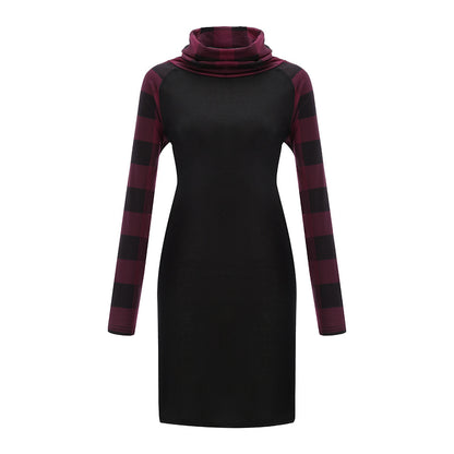 Check Print Panel Long Sleeve Dress