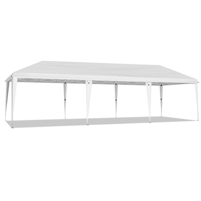 10x30ft White, No Bib, Folding Shed Oxford Cloth White Spray Plastic Frame, With 8 Sandbags, With Tug Bag